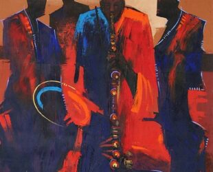 "African Musicians" - a painting by Joseph Adibleku
