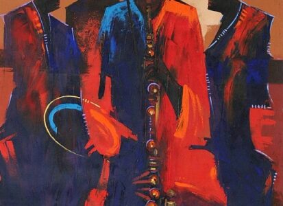 "African Musicians" - a painting by Joseph Adibleku