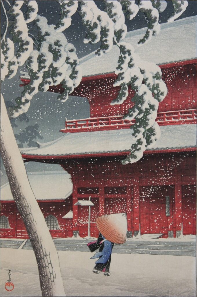 Zōjō-ji in Shiba, 1925 by Hasui Kawase From series Twenty Views of Tōkyō.
